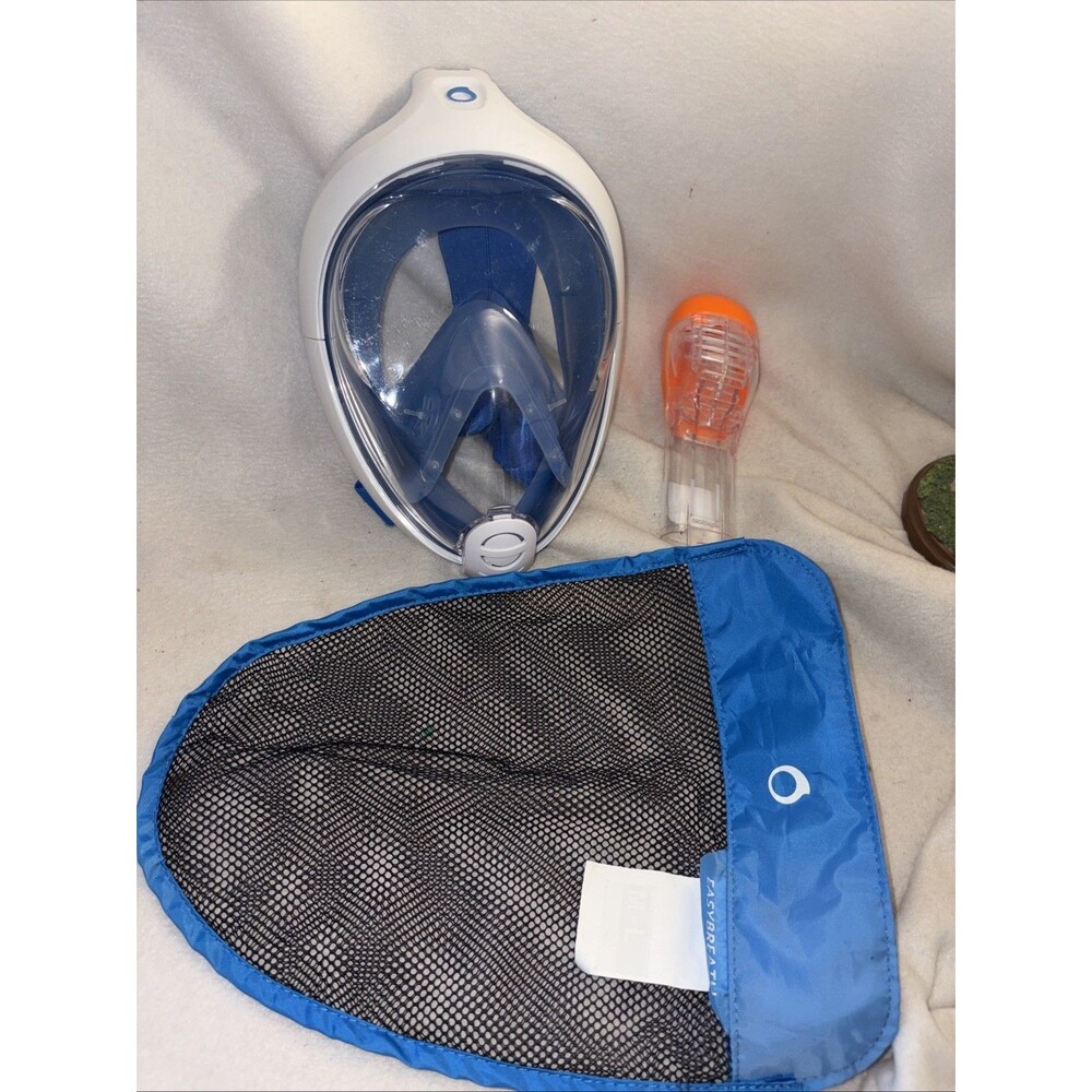 TRIBORD EASYBREATH Full Face Snorkel Mask Snorkel Top & Mesh Bags Decathlon M/L